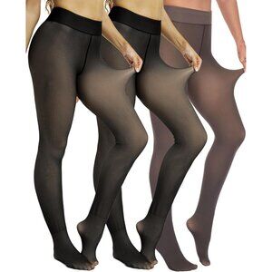 Winter Warm Fleece 3 Pcs translucent  Leggings Women Thick Thermal Velvet Tights